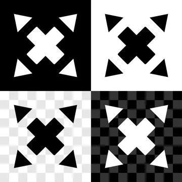 Set Many ways directional arrow icon isolated on black and white, transparent Ilustración de archivo