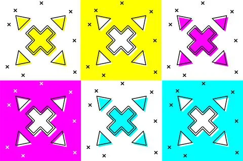 Set Many ways directional arrow icon isolated on color background. Vector Illustration
