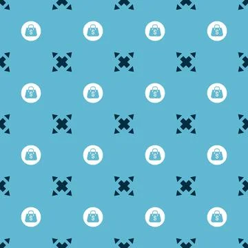 Set Many ways directional arrow and Shopping bag with Sale on seamless pattern Stock Illustration