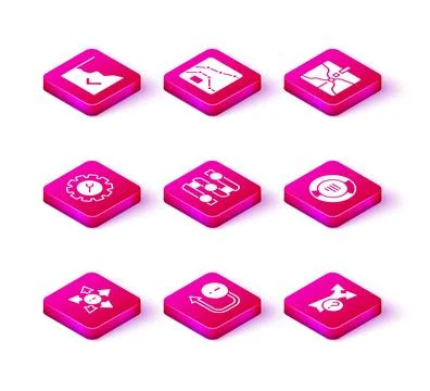 Set Many ways directional arrow, Arrow, Wrench and gear, Graph, chart, diag.. Stock Illustration