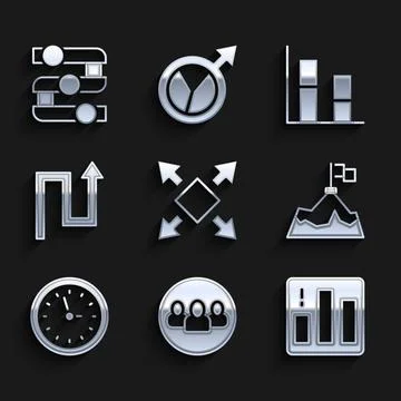 Set Many ways directional arrow, Project team base, Pie chart infographic, .. Stock Illustration