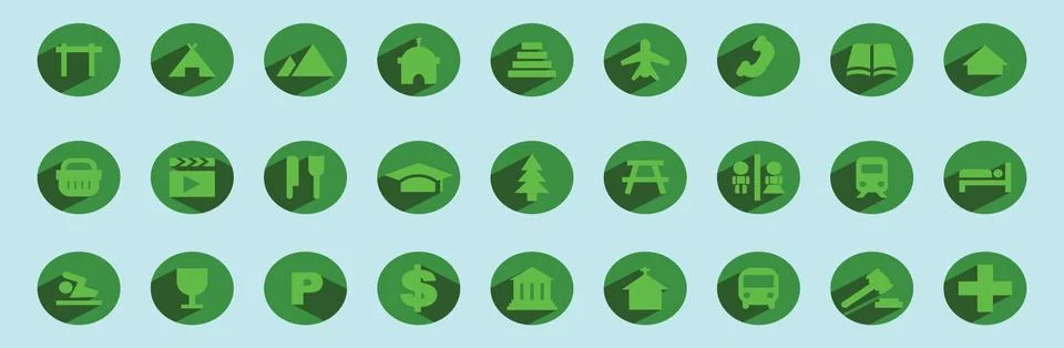 Set of map element and location cartoon icon design template Stock Illustration