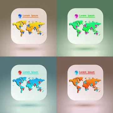 Set of map icons for application on soft background Stock Illustration