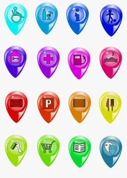 Set of map icons Stock Illustration