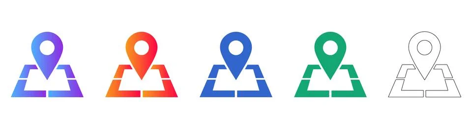 Set of Map Location Pins and Navigation Markers Stock Illustration