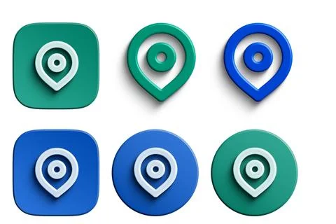 Set of map location pointers.Realistic style. Isolated background. GPS symb.. Illustrazione stock