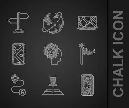 Set Map marker with human, Folded map location, City navigation, Flag, Rout.. Stock Illustration