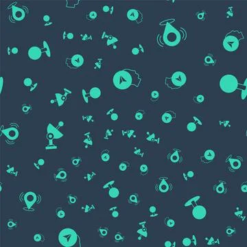 Set Map marker with human, pin, Radar and Push on seamless pattern. Vector 스톡 일러스트