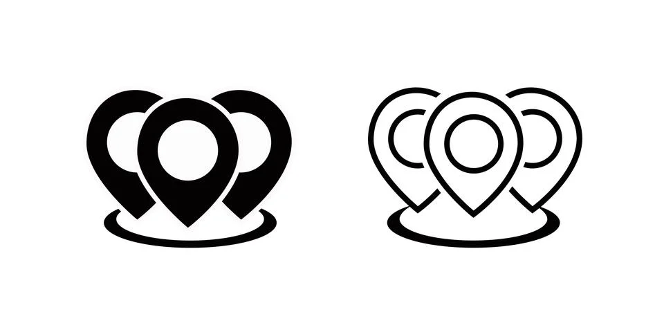 Set of map pin icon. Location icon vector. Pointer sign. GPS location. Three Stock Illustration