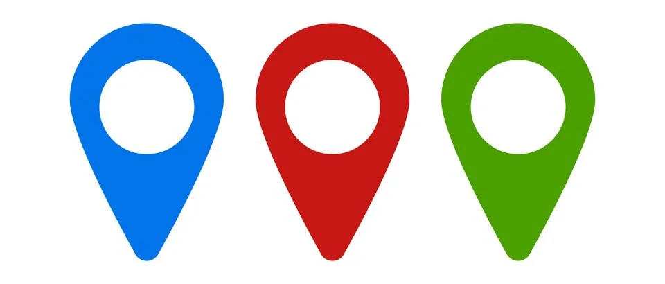 A set of map pin icons. Map location information. Vectors. Stock Illustration