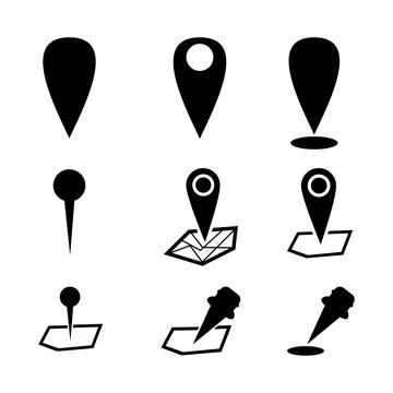 Set of map pin location icons. Modern map markers .Vector illustration on a whit Stock Illustration