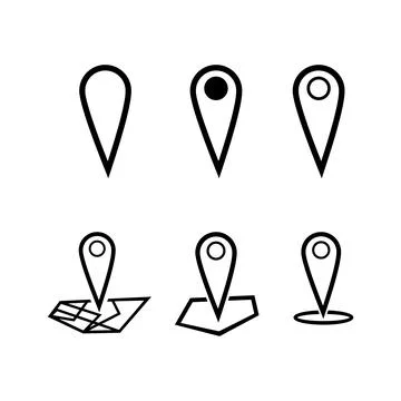 Set of map pin location icons. Modern map markers .Vector illustration on a whit Stock Illustration