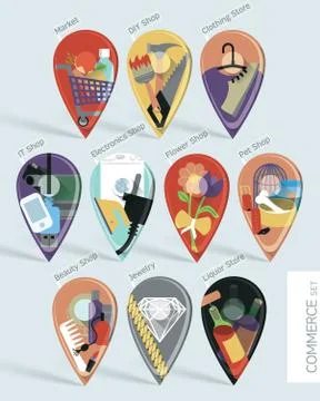 Set of  map pins 스톡 일러스트