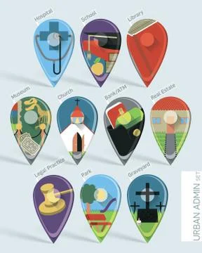Set of  map pins Stock Illustration