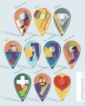Set of map pins Stock Illustration