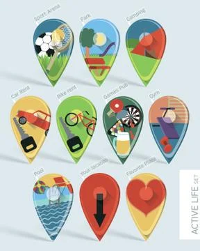 Set of map pins 스톡 일러스트