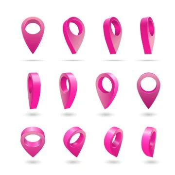 Set Map pointer 3d pin location symbols vector Stock Illustration