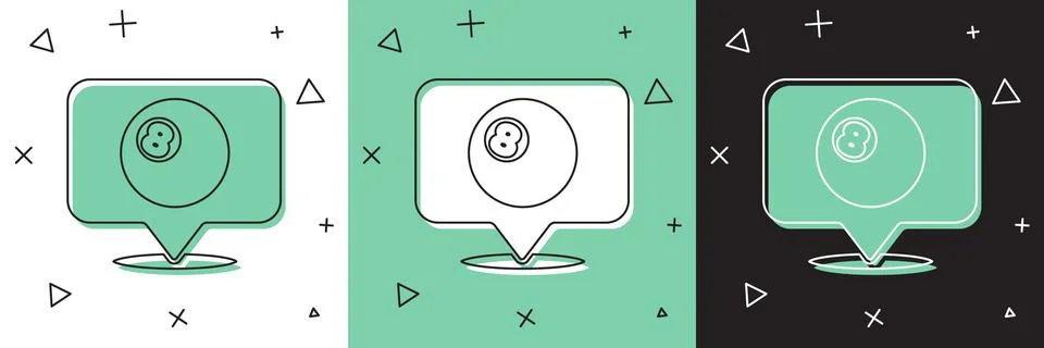 Set Map pointer with billiard pool snooker ball with number 8 icon isolated on Stock Illustration