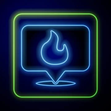 Set Map pointer with fire flame icon isolated on white and green, black Stock Illustration