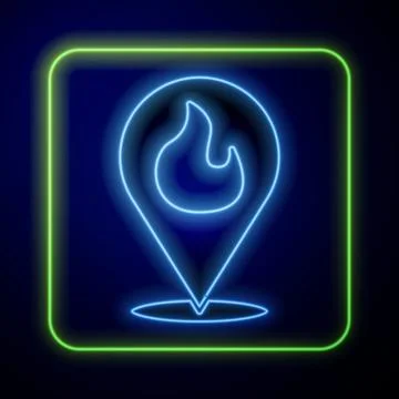 Set Map pointer with fire flame icon isolated on white and green, black Stock Illustration