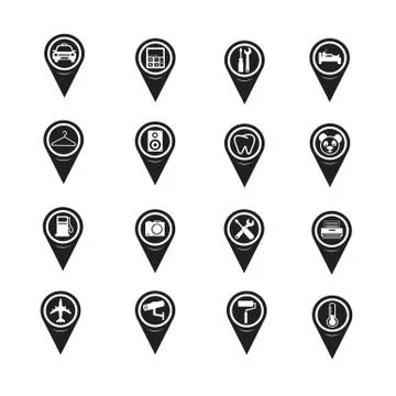Set of Map Pointer icons for website and communication Stock Illustration