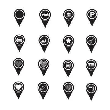 Set of Map Pointer icons for website and communication Stock Illustration