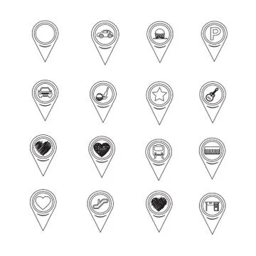 Set of Map Pointer icons for website and communication Stock Illustration