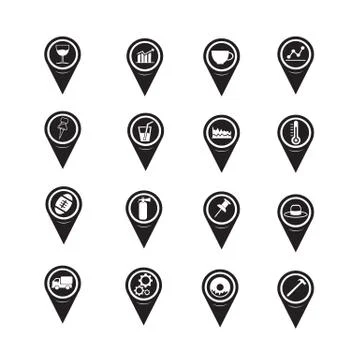 Set of Map Pointer icons for website and communication Stock Illustration
