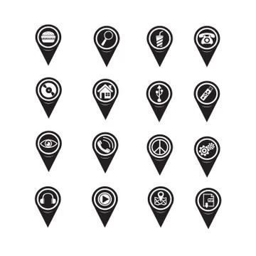 Set of Map Pointer icons for website and communication Stock Illustration
