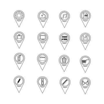 Set of Map Pointer icons for website and communication Stock Illustration