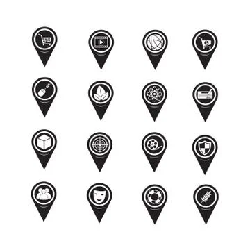 Set of Map Pointer icons for website and communication Stock Illustration