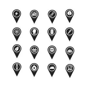 Set of Map Pointer icons for website and communication Stock Illustration