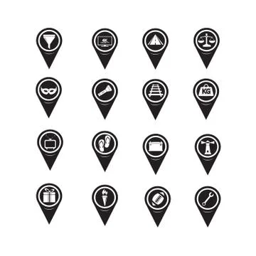 Set of Map Pointer icons for website and communication Stock Illustration