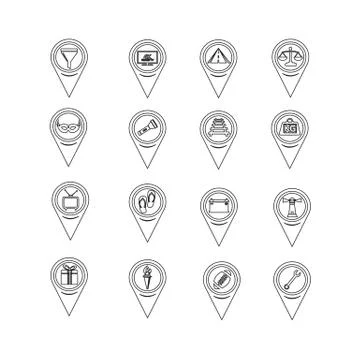 Set of Map Pointer icons for website and communication Stock Illustration
