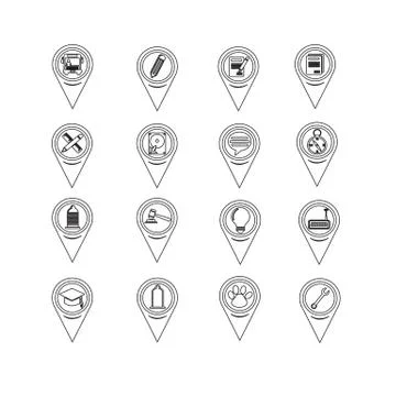 Set of Map Pointer icons for website and communication Stock Illustration