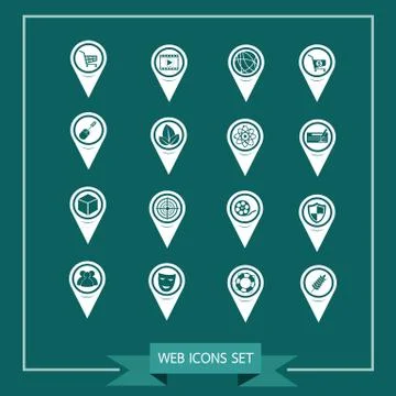 Set of Map Pointer icons for website and communication Stock Illustration