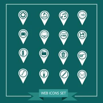 Set of Map Pointer icons for website and communication Stock Illustration