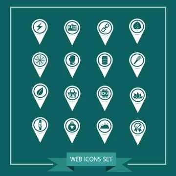 Set of Map Pointer icons for website and communication Illustrazione stock