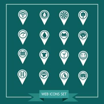 Set of Map Pointer icons for website and communication Stock Illustration
