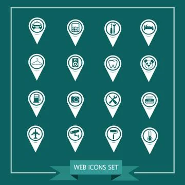 Set of Map Pointer icons for website and communication Stock Illustration