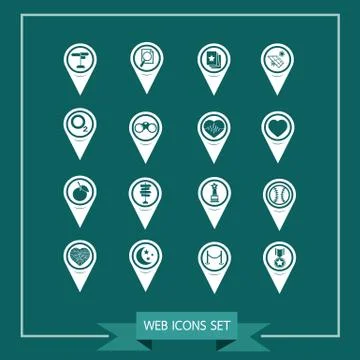 Set of Map Pointer icons for website and communication Illustrazione stock