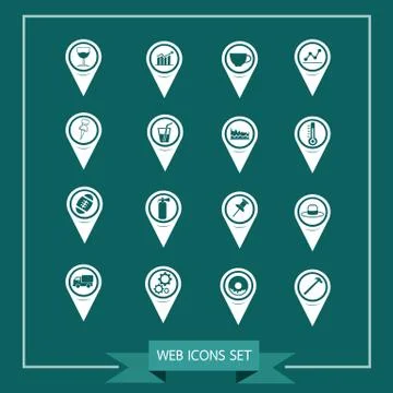 Set of Map Pointer icons for website and communication Illustrazione stock