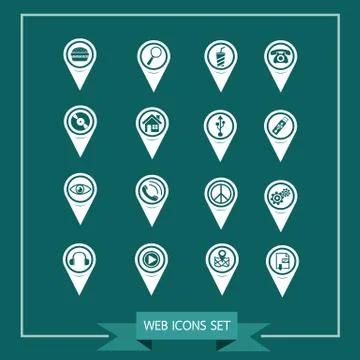 Set of Map Pointer icons for website and communication Stock Illustration