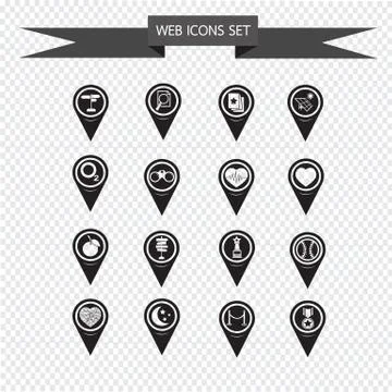 Set of Map Pointer icons for website and communication Stock Illustration