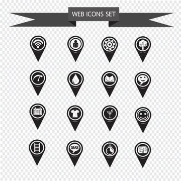 Set of Map Pointer icons for website and communication Stock Illustration