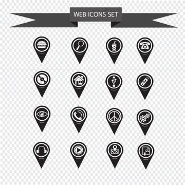 Set of Map Pointer icons for website and communication Stock Illustration