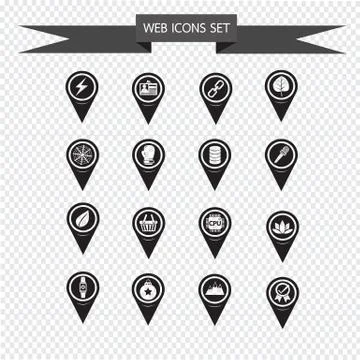 Set of Map Pointer icons for website and communication Illustrazione stock