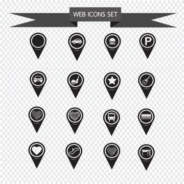 Set of Map Pointer icons for website and communication Stock Illustration