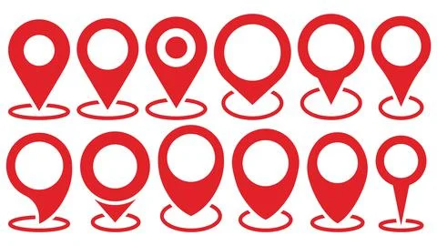 Set of Map pointer. Location symbols. Web location point icon, pointer arrow  Stock Illustration