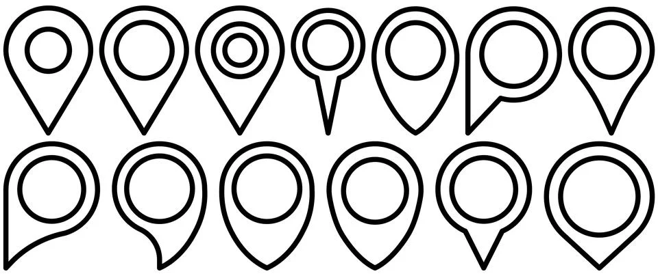 Set of Map pointer. Location symbols. Web location point icon, pointer arrow  Illustrazione stock